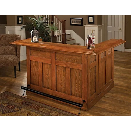 Large Oak Bar L Shaped Bar with Wine and Cabinet Storage